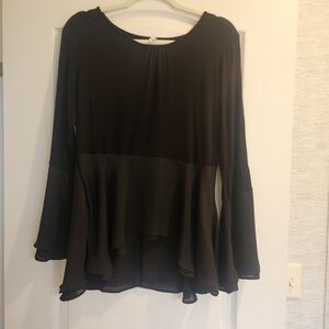 Black Long Sleeve Peplum Top